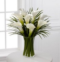 White Calla Lily and Palm Vase *